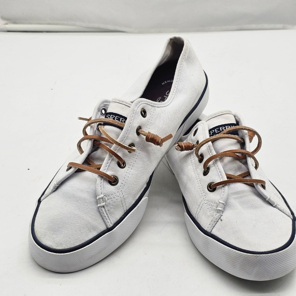 Sperry Crest Vibe Sneakers Women Size 10 White t Canvas Low Top STS95128